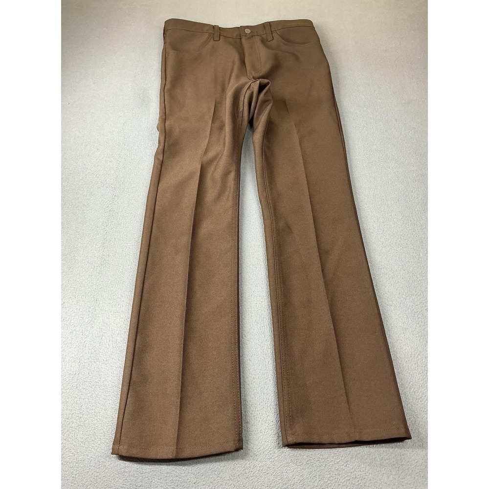 Wrangler Pants Mens 33x32 Brown Dress Pants Flared Microfiber Polyester Workwear